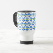Blue Green White Art Nouveau Pattern Travel Mug Reisbeker (Voorkant links)