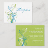 Blue Green White Floral Reception Enclosure Kaart (Voorkant / Achterkant)