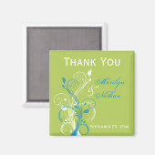 Blue Green White Floral Wedding Favor Magnet (Voorkant / Achterkant)