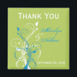 Blue Green White Floral Wedding Favor Magnet<br><div class="desc">Deze lentegroen,  turquoise blauw,  en witte bruine bruiloft...  dank je magnet komt overeen met de trouwuitnodiging hieronder. Al tekst is aanpasbaar zodat u het kunt veranderen om te zeggen wat u wilt. Als je andere overeenkomende objecten in dit ontwerp nodig hebt,  kun je een e-mail sturen naar niteowlstudio@gmail.com.</div>