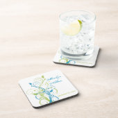 Blue Green White Floral Wedding Onderzetter Set (6 (Rechterzijde)