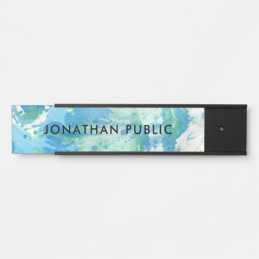 Blue Green White Modern Abstracte Art Trendy Deurbordje (Voorkant)