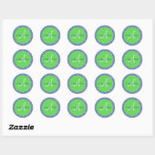 Blue Green White Polka Dot Monogram A Envelope Zee Ronde Sticker (Vel)