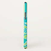 Blue, Green, White Striped Damask iPhone X Hoesje (Achterkant / rechts)