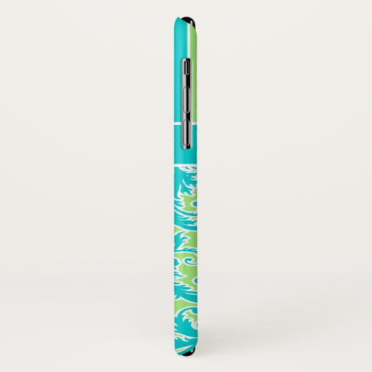 Blue, Green, White Striped Damask iPhone X Hoesje (Achterkant/links)