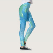 Blue Green White Trendy Modern Abstracte Sjabloon Leggings (Rechts)
