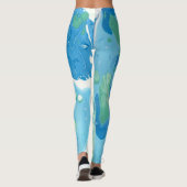 Blue Green White Trendy Modern Abstracte Sjabloon Leggings (Achterkant)
