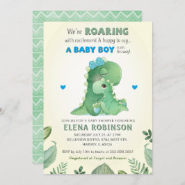 Blue Green Wild Dinosaur Baby Boy Shower Sprinkle Kaart