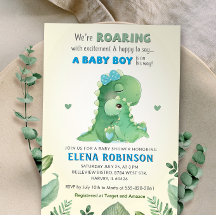 Blue Green Wild Dinosaur Baby Boy Shower Sprinkle