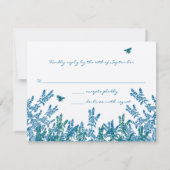 Blue Green Wild Flower bee Wedding RSVP #3 Kaartje (Achterkant)