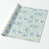 Blue Green Wildflower Watercolor Cadeaupapier (Uitgerold)