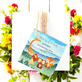 Blue Green Woodland Animals Verjaardagsgunst Tags Bedankjes Labels