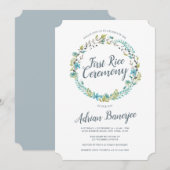 Blue Green Wreath First Rice Ceremony Kaart (Voorkant / Achterkant)