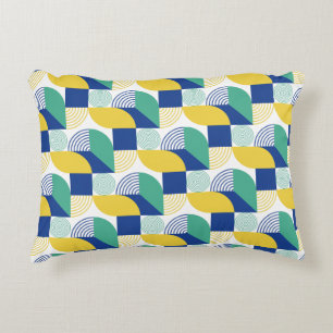 Blue Green Yellow Abstract Geometric Pattern Accent Kussen