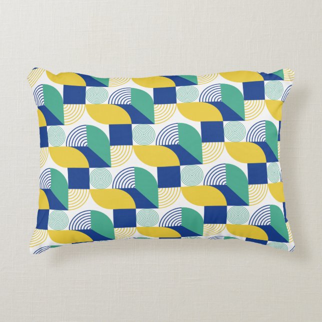 Blue Green Yellow Abstract Geometric Pattern Accent Kussen (Voorkant)