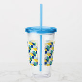 Blue Green Yellow Abstract Geometric Pattern Acryl Drinkbeker (Rechts)