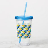 Blue Green Yellow Abstract Geometric Pattern Acryl Drinkbeker (Achterkant)