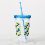 Blue Green Yellow Abstract Geometric Pattern Acryl Drinkbeker (Links)