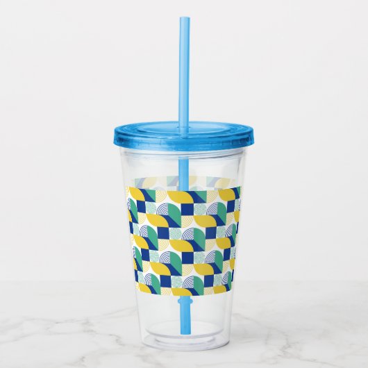 Blue Green Yellow Abstract Geometric Pattern Acryl Drinkbeker (Voorkant)