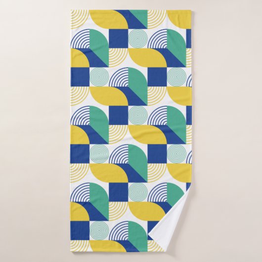Blue Green Yellow Abstract Geometric Pattern Badhanddoek (Badhanddoek)