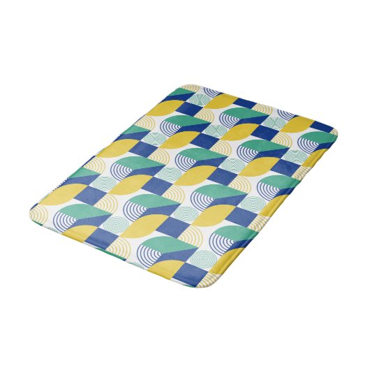Blue Green Yellow Abstract Geometric Pattern Badmat (Gekanteld)