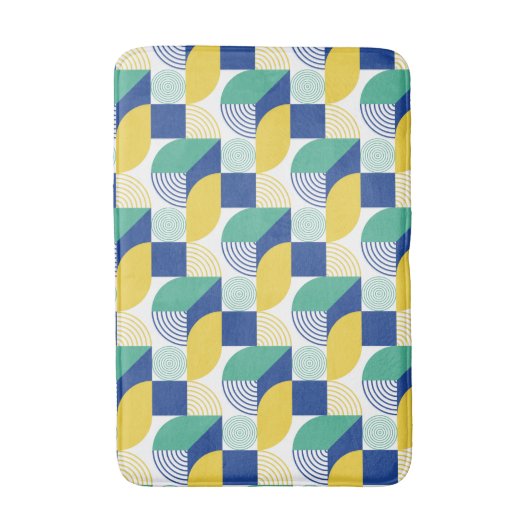 Blue Green Yellow Abstract Geometric Pattern Badmat (Voorkant Verticaal)