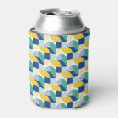 Blue Green Yellow Abstract Geometric Pattern Blikjeskoeler (Blikje Voorkant)