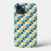 Blue Green Yellow Abstract Geometric Pattern Case-Mate iPhone Case (Achterkant)