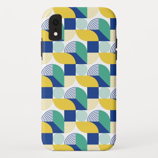Blue Green Yellow Abstract Geometric Pattern Case-Mate iPhone Case (Achterkant)