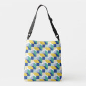 Blue Green Yellow Abstract Geometric Pattern Crossbody Tas (Achterkant)