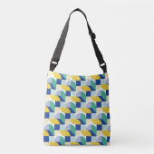 Blue Green Yellow Abstract Geometric Pattern Crossbody Tas (Voorkant)