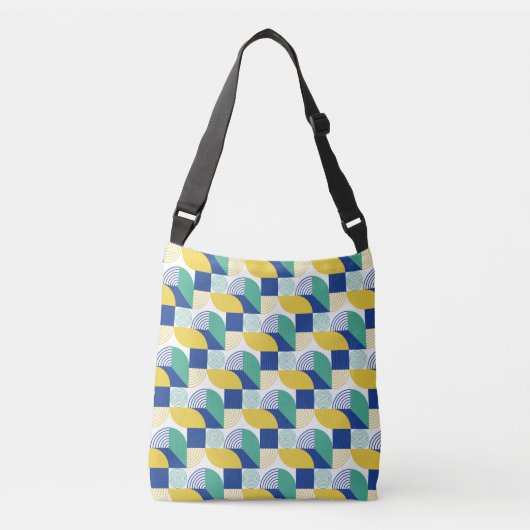 Blue Green Yellow Abstract Geometric Pattern Crossbody Tas (Voorkant)