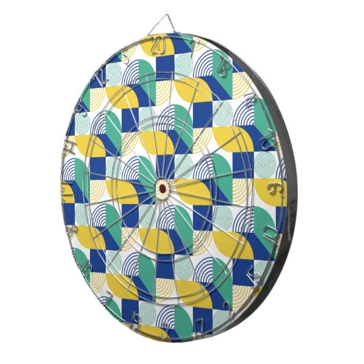 Blue Green Yellow Abstract Geometric Pattern Dartbord (Voorkant Rechts)