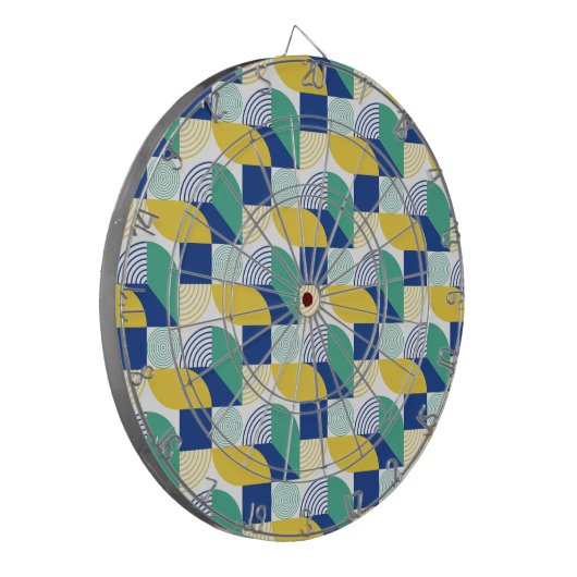 Blue Green Yellow Abstract Geometric Pattern Dartbord (Voorkant Links)
