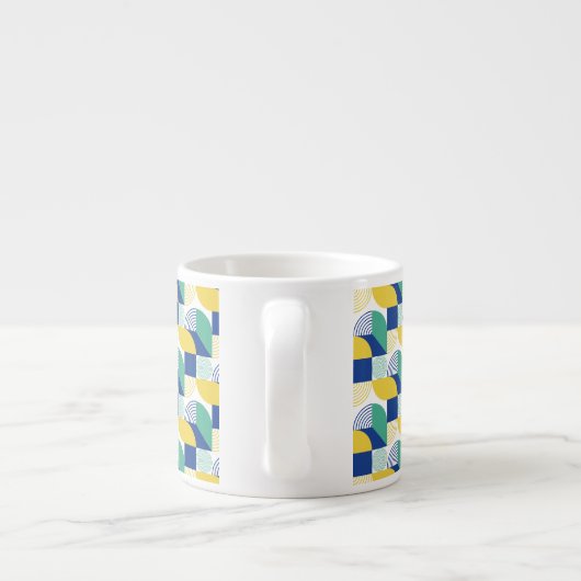 Blue Green Yellow Abstract Geometric Pattern Espresso Kop (Achterkant)
