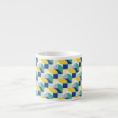 Blue Green Yellow Abstract Geometric Pattern Espresso Kop (Voorkant)