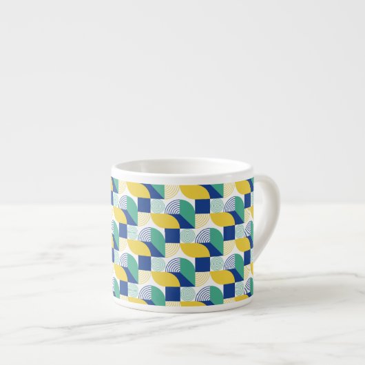 Blue Green Yellow Abstract Geometric Pattern Espresso Kop (Voorkant rechts)