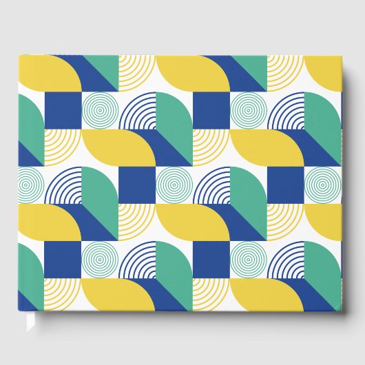 Blue Green Yellow Abstract Geometric Pattern Gastenboek (Voorkant)