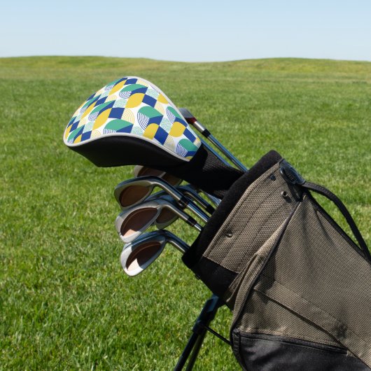 Blue Green Yellow Abstract Geometric Pattern Golfheadcover (Insitu)