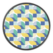 Blue Green Yellow Abstract Geometric Pattern Hockey Puck (Voorkant)