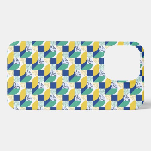 Blue Green Yellow Abstract Geometric Pattern iPhone Hoesje (Achterkant horizontaal)