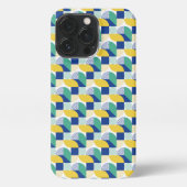 Blue Green Yellow Abstract Geometric Pattern iPhone Hoesje (Achterkant)