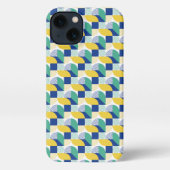 Blue Green Yellow Abstract Geometric Pattern iPhone Hoesje (Achterkant)