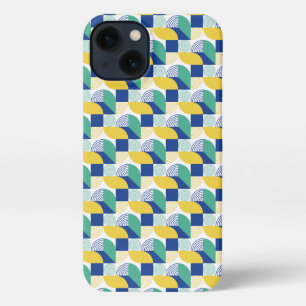 Blue Green Yellow Abstract Geometric Pattern iPhone 13 Hoesje