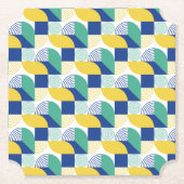 Blue Green Yellow Abstract Geometric Pattern Kartonnen Onderzetters (Voorkant)