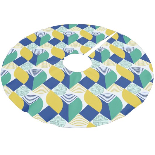 Blue Green Yellow Abstract Geometric Pattern Kerstboom Rok (Gekanteld)