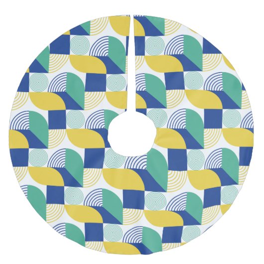 Blue Green Yellow Abstract Geometric Pattern Kerstboom Rok (Voorkant)