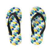 Blue Green Yellow Abstract Geometric Pattern Kinder Teenslippers (Voetbed)