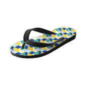 Blue Green Yellow Abstract Geometric Pattern Kinder Teenslippers (Schuin)