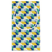 Blue Green Yellow Abstract Geometric Pattern Klein Cadeauzakje (Achterkant)